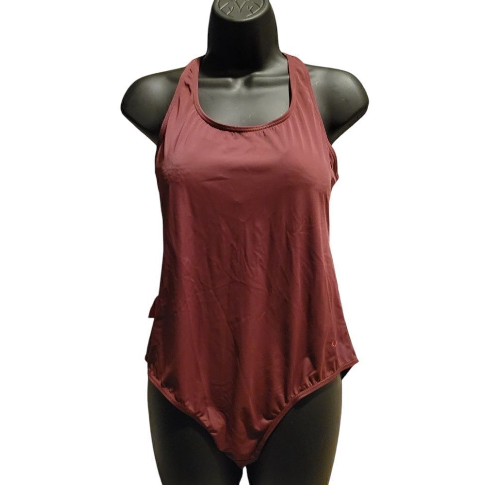 UNOW BURGUNDY BATHING SUIT SIZE L. ^